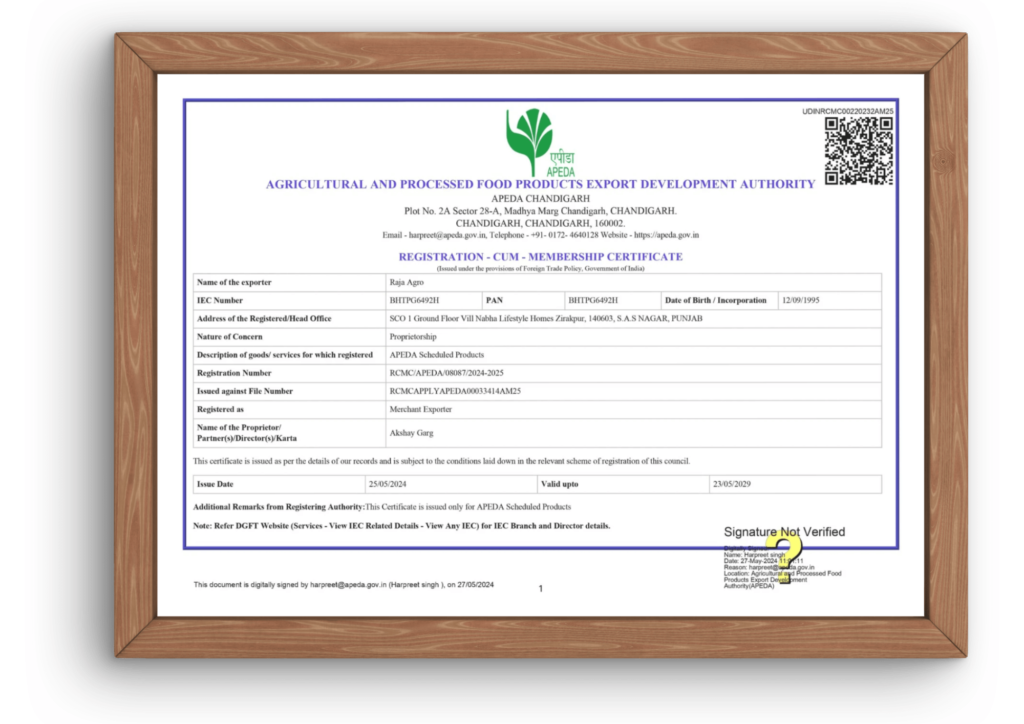 Global Grain Feed_APEDA Certificate